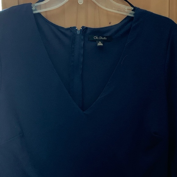 Navy Blue Dress with Flower Print - Picture 4 of 4